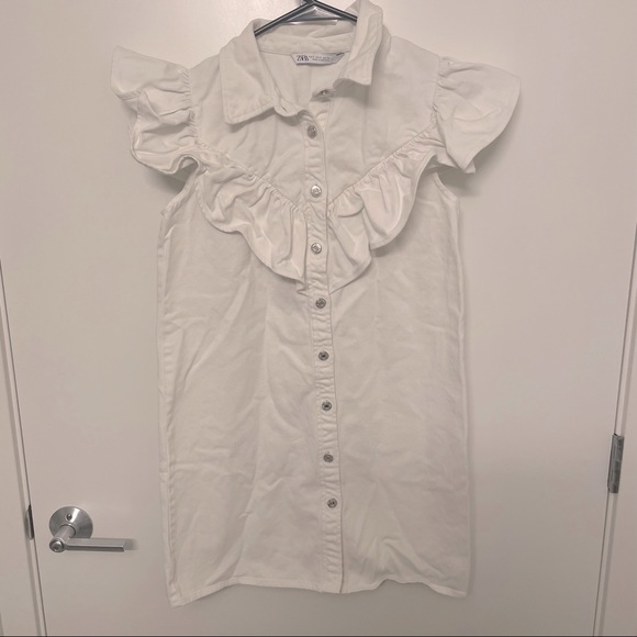 Zara White Ruffled Mini Dress - Picture 5 of 9